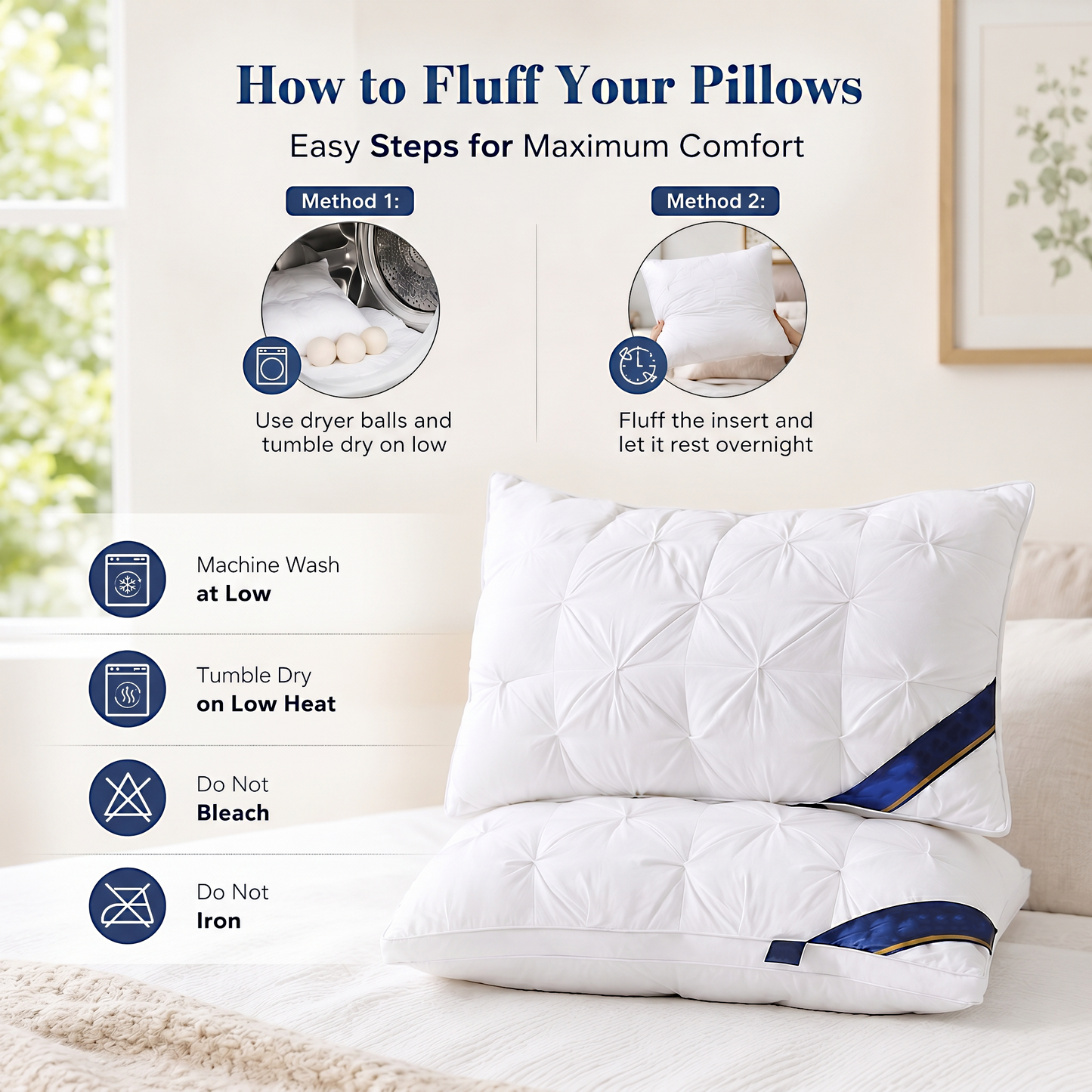 2 Pack Bed Pillows, Hotel Collection Pillows for Sleeping