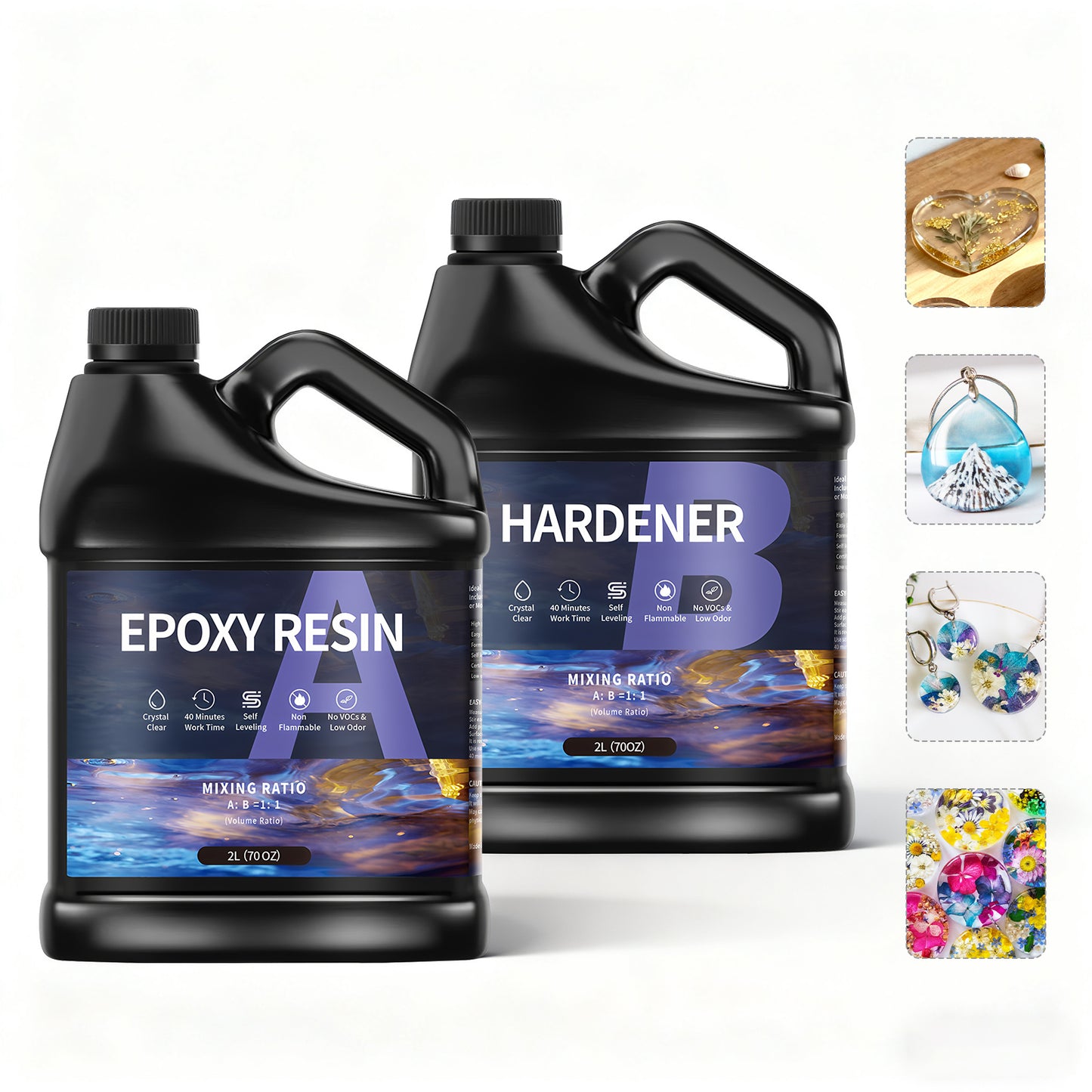 Piggypa Epoxy Resin, 4L Crystal Clear Epoxy Resin and Hardener