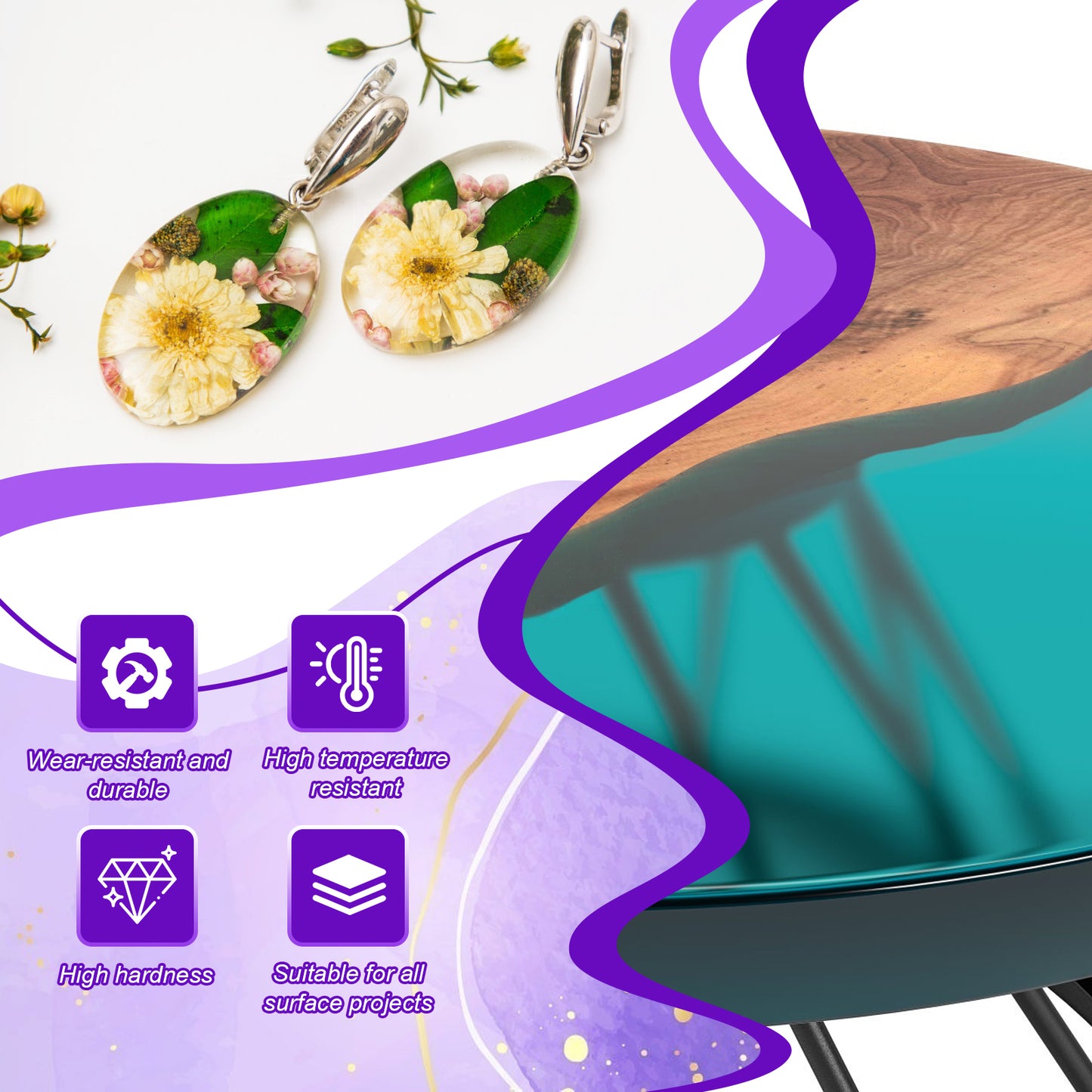 Piggypa Epoxy Resin, 4L Crystal Clear Epoxy Resin and Hardener