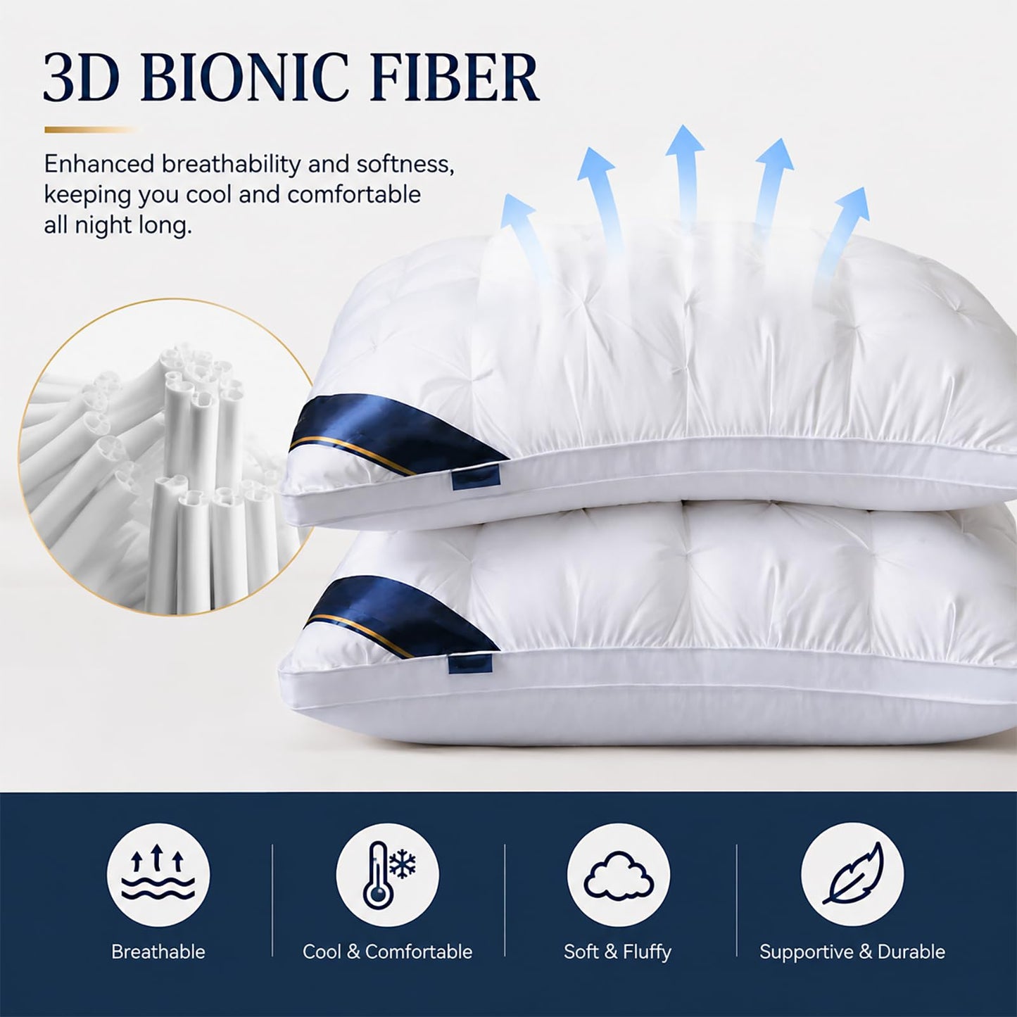 Piggypa Premium Bed Pillows 2 Pack, Ultra Soft Hotel Quality Pillows