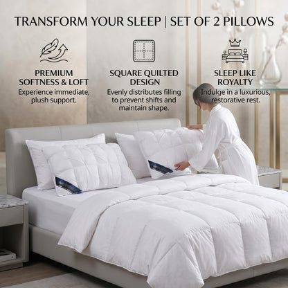 Piggypa Premium Bed Pillows 2 Pack, Ultra Soft Hotel Quality Pillows