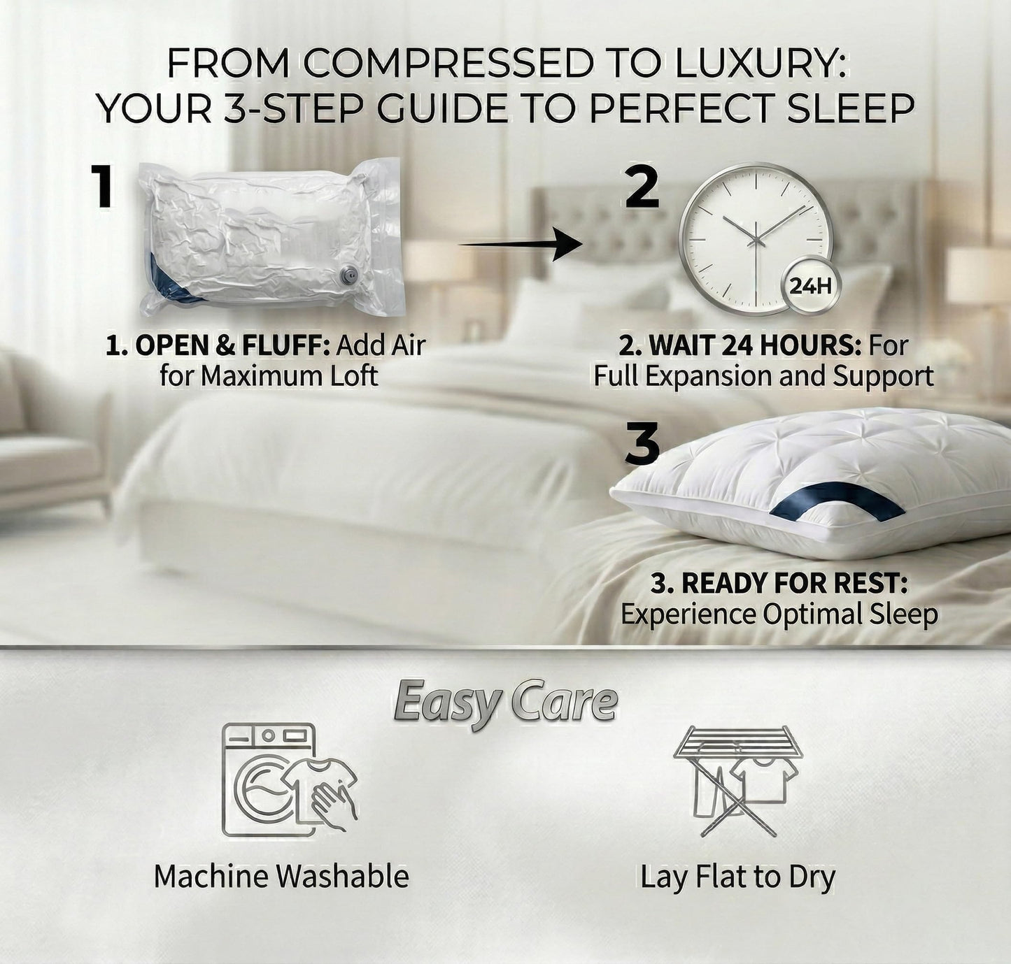 Piggypa Premium Bed Pillows 2 Pack, Ultra Soft Hotel Quality Pillows