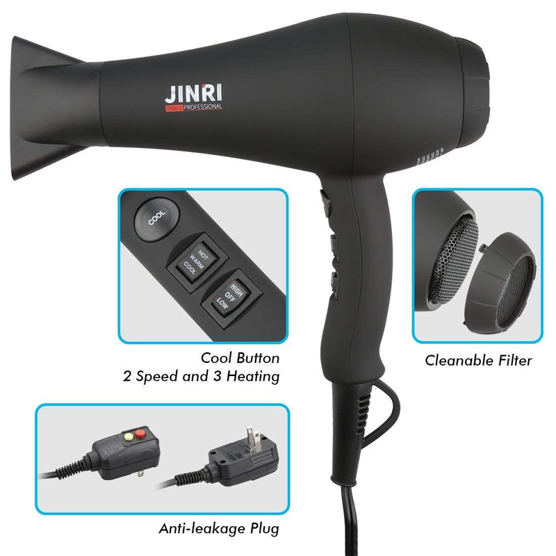 JINRI Negative Ionic Blow Dryer for Curly Straight Hair